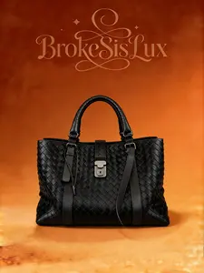 Pre-owned Bottega Veneta Intrecciato Tote Bag in Black Woven Lambskin & Silver Tone Hardware
