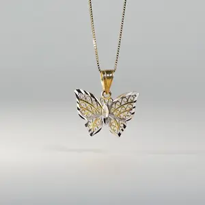 Yellow and White 14K Gold Butterfly Pendant - Model 434