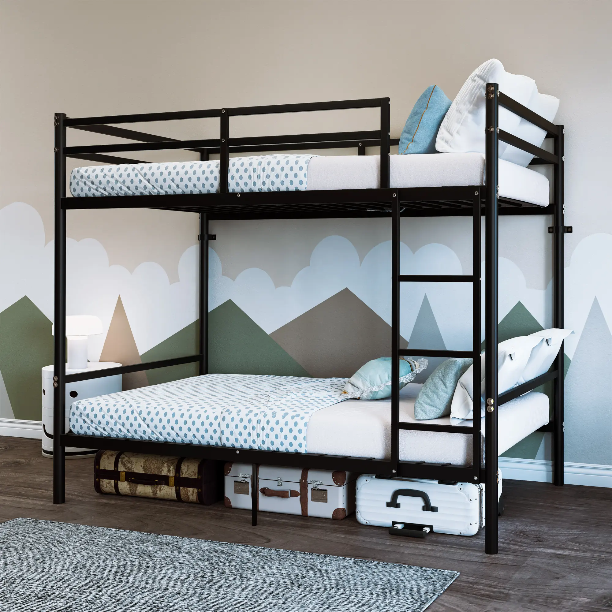 Twin-Size Metal Bunk Bed with High Guardrails and Under-Bed Storage – Supports 400 lbs Per Bunk, 19-Slat Design, Safe for Kids, Teens & Adults