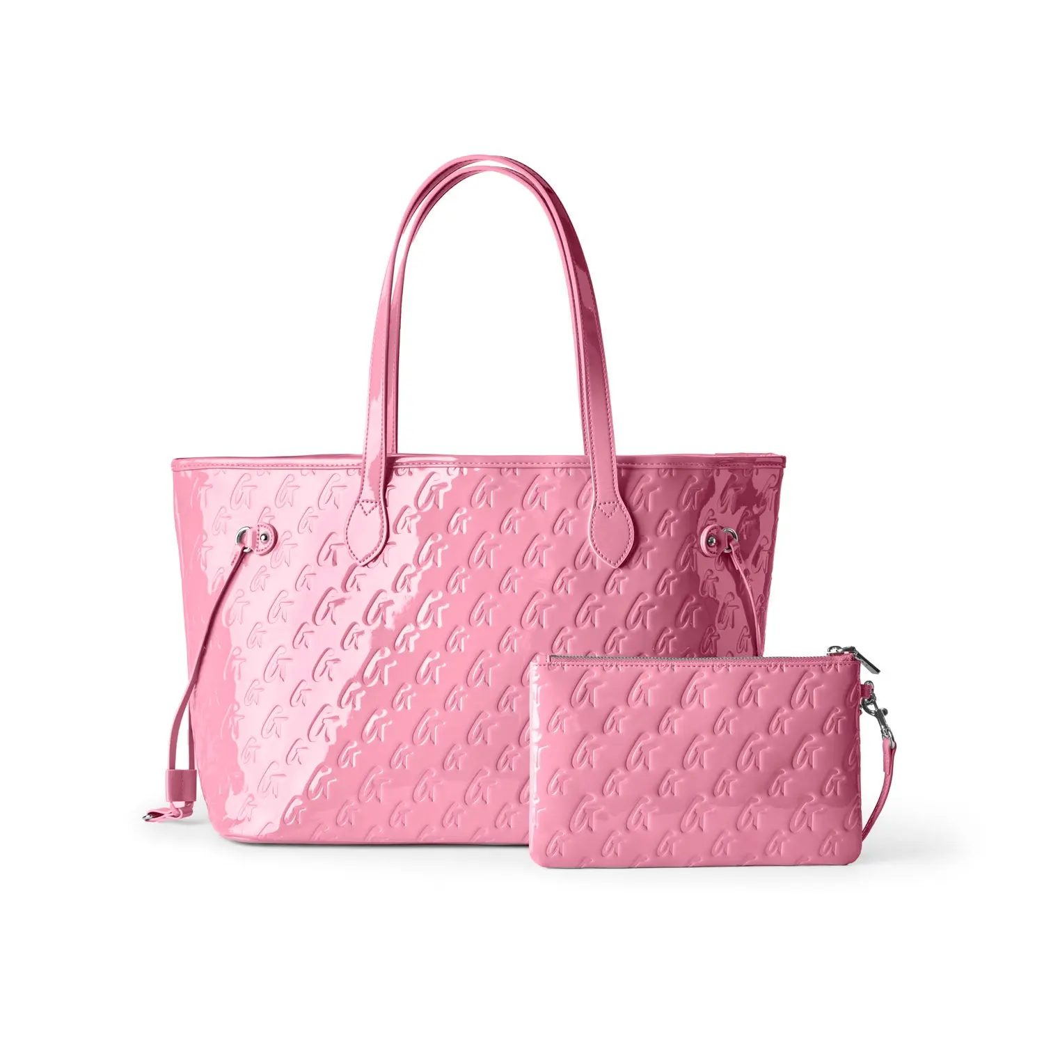 MONOGRAM GLAM TOTE WITH WRISTLET - MIRROR LIGHT PINK