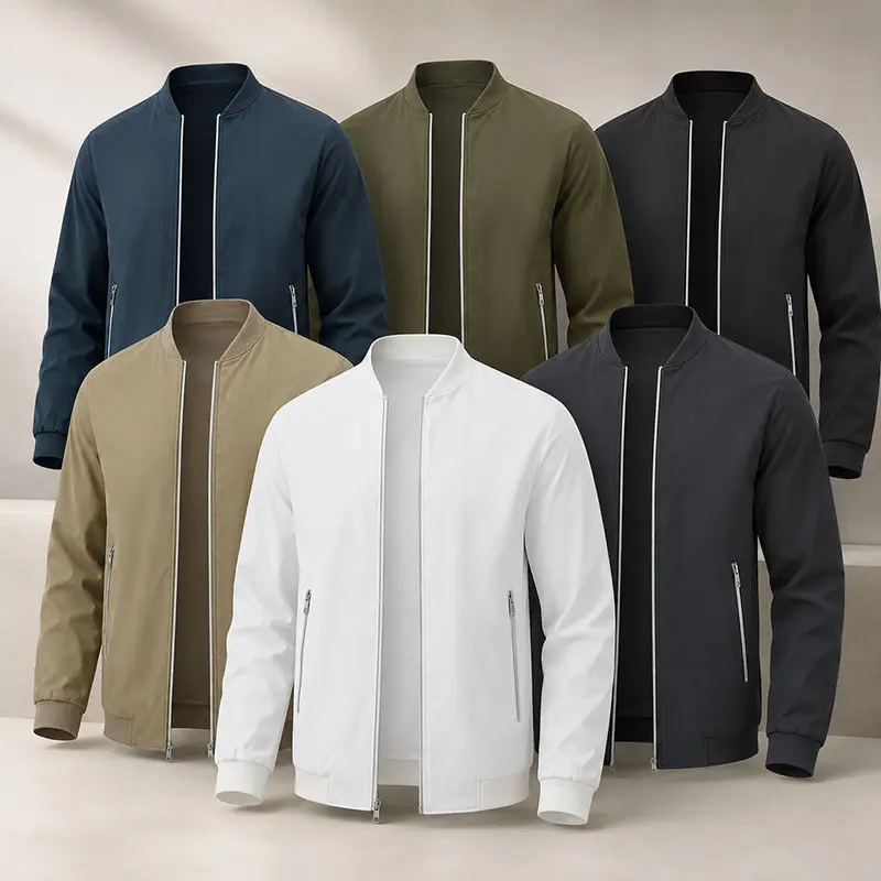 YUYANGDPB Men's Fitted Soft-Shelled Polyester Lightweight Bomber Jacket - Full-Zip Windproof Waterproof Casual Outerwear with Zipper Pockets for Spring, Fall, Elevated Style Everyday Wear