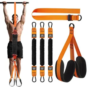 Two Foots Pull Up Assistance Bands Adjustable Heavy Duty Resistance Band for Pull Up Bar with 3 Assist Bands Dual Footrests Home Fitness Workout Equipment