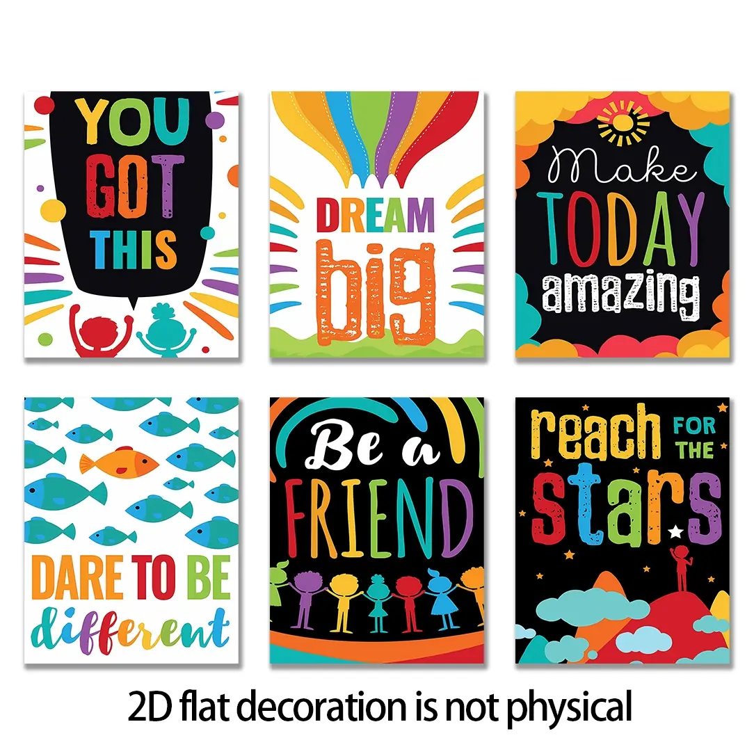 6pcs Frameless Classroom Decorations Posters for Teachers Bulletin Board and Wall Decor for Pre School Elementary and Middle School Themes for Home Deco Living Room Deco Bedroom Decor 8*10inches