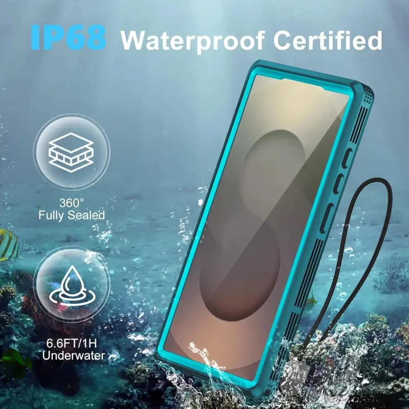 AuraGadget IP68 Waterproof Protective Case for Samsung Galaxy S25 Ultra, 12FT Underwater Accessory, Military Shockproof Wireless MagSafe Cover, Built-In Screen Protector & Lens Guards, Full-Body Protection with Fingerprint Support & Easy Installation
