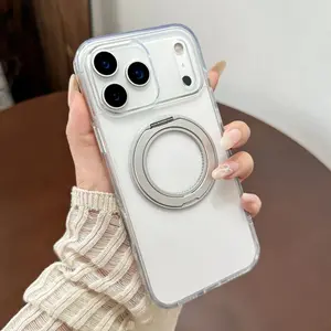 Magnetic Clear iPhone Case with 360° Rotatable Ring Stand, MagSafe Compatible, Military Grade Shockproof & Scratch Resistant Cover for iPhone 17/16/15/14/13 Series Perfect Gift for Her/Him