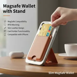 Eredtree MagSafe Wallet with Stand for iPhone 17/16/15/14/13/12 Series RFID Blocking Slim Leather Magnetic Card Holder Adjustable Stand outdoorfun Durable Smart Card Storage