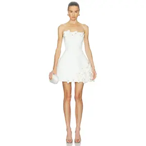Bronx and Banco Estelle Floral Strapless Mini Dress in White