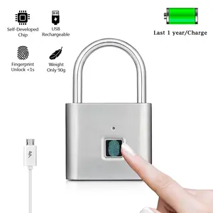 Fingerprint Lock Smart Padlock Thumbprint Door Padlocks Portable Anti-Theft Fingerprint Lock for Bag Drawer Suitcase LEVCOECAM