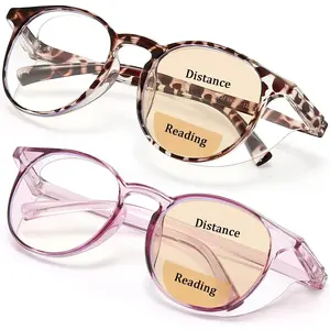 2 Pack Blue Light Reading Glasses Bifocal Safety Glasses with Readers Side Shields Anti-Saliva for Women Men