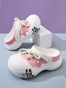 Women's Cute Cartoon Letter Pattern Slides, Casual Comfortable Home Slippers, Soft Non-slip Slippers for Indoor & Outdoor Wear