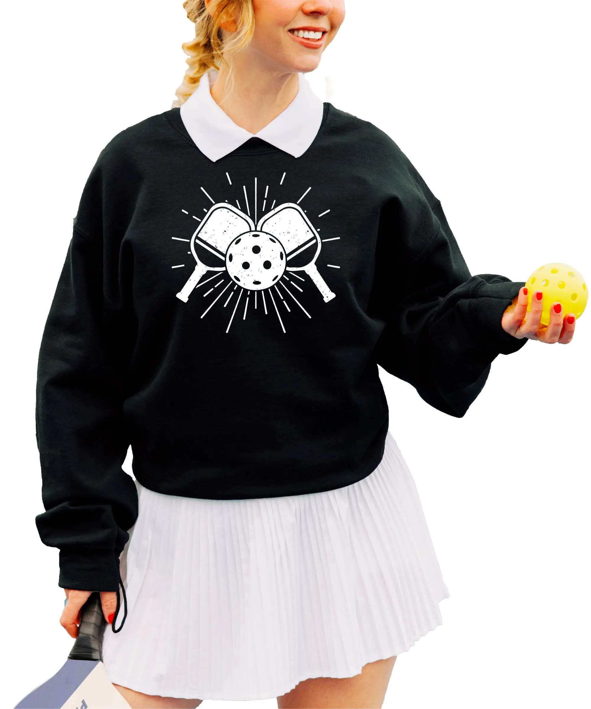 Pickleball Paddles Sweatshirt for Men and Women - Unisex Pickleball Player Crewneck Sweater - Pickleball Athlete Pullover - His & Hers Shirt