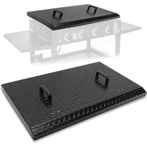 HECASA 36 Inch Black Grill Cover with Handle for 36" Grease Griddle - Outdoor Home BBQ Hood - Barbecue Accessories & Utensils