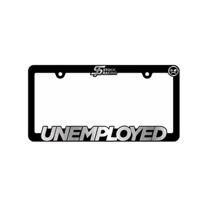 “UNEMPLOYED” License Plate Frame - Black Design with "UNEMPLOYED” Text, Durable Material, Ideal for License Plate.