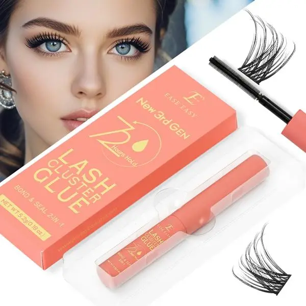 JoMay Beauty 3rd Gen Liquid Lash Cluster Glue - 72h Strong Hold, Waterproof, Quick Dry, Easy-Remove, Unscented for Sensitive Eyes, False Eyelash Adhesive, Apply Quickly