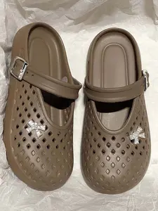 Mary Jane Hollow Out Shoes Women Eva2026 New Outdoor Beach Sandals Flat Sole L Slippers Simple Comfortable