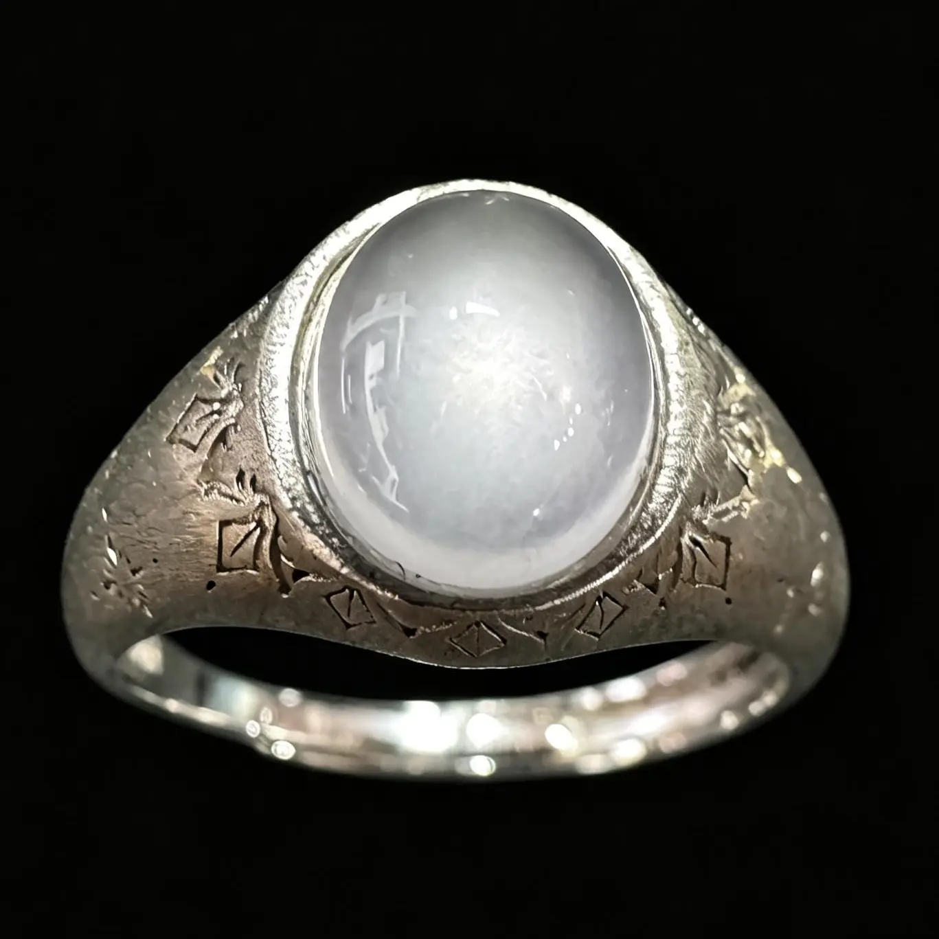 Unisex Antique Minimalist Vintage Brushed 925 Sterling Silver Natural Oval Rose Quartz Adjustable Signet Ring for Adults' Daily Wear