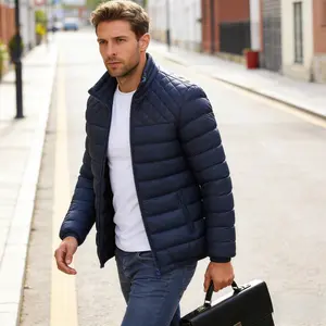 Men's Lightweight Quilted Puffer Jacket - Warm Stand Collar Winter Coat Multiple Colors