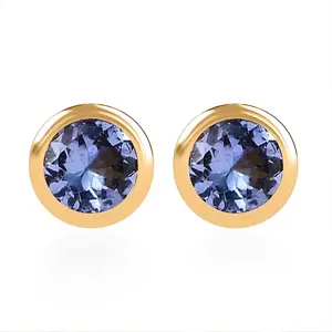 Poke Free Tanzanite 0.50 ctw Stud Earrings in 18K Vermeil Yellow Gold Over Sterling Silver Christmas Gifts