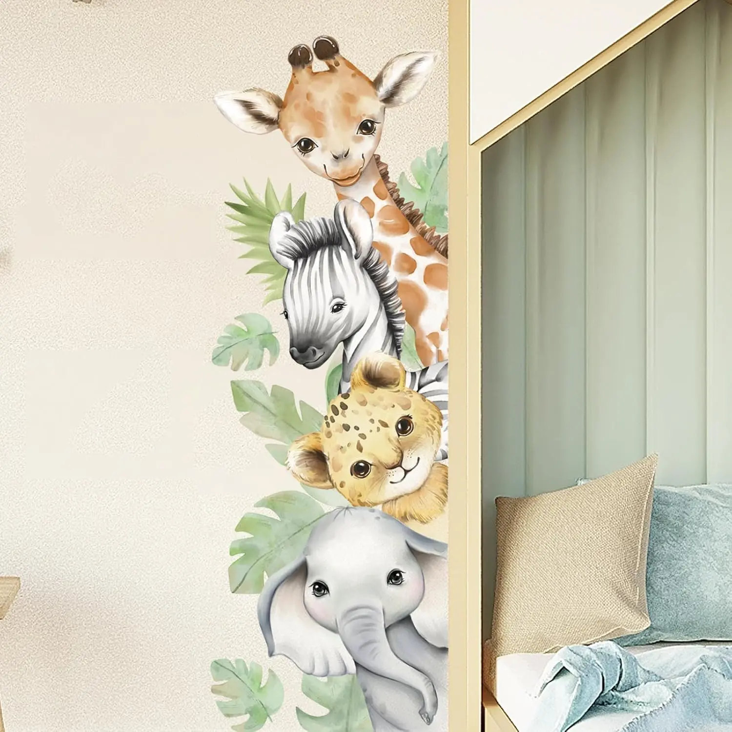 X-WPA40 44.88x 15.75 Inch Watercolor Animal Wall Decals Jungle Animal ...