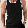 Men's Color-Block Vertical Stripe U-Neck Vest, Regular Fit Sleeveless Muscle Tee, Round Neck Slim Knit Tank for Summer Daily Wear, Outdoor Fitness Top, Classic Versatile Inner/Outer, Casual, Men's Wardrobe Essential, Striped Print Tank, Sleeveless Vests