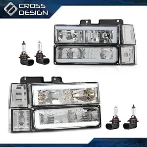 CROSSDESIGN Pair LED Headlights & Corner & Lamps Fit For 1994-1998 GMC C/K C10 Sierra