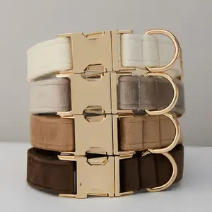 Multiple Colour Velvet  Dog Collar Leash Set