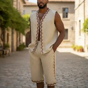 Traje de San Lazaro para Hombre Men's Spiritual Outfit Set Saco Babaluaye Vest & Pants | Ropa Religiosa Yoruba, Orisha, Santería Attire