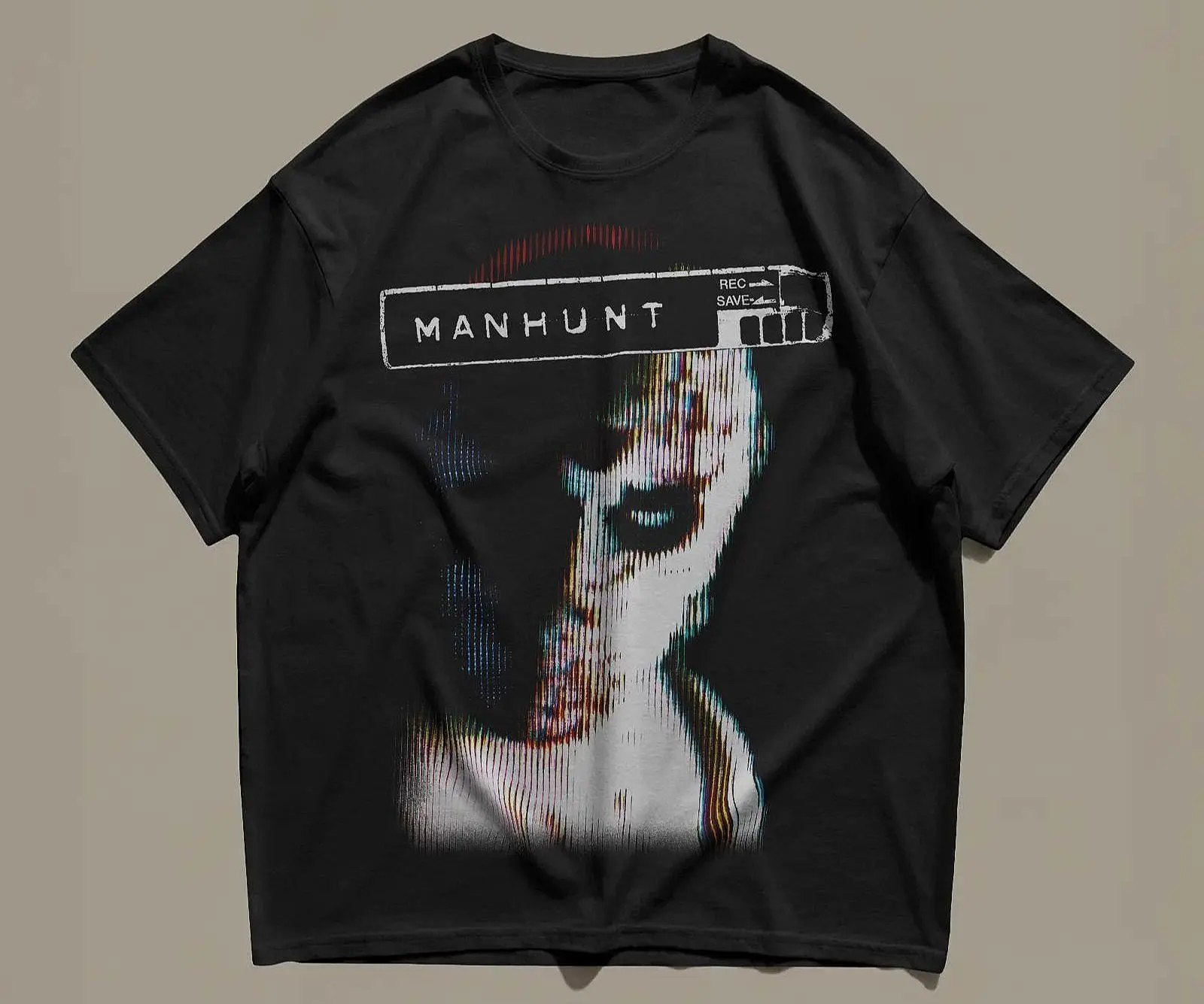 Manhunt Glitch Face T-Shirt, Vintage PS2 Horror Gaming Graphic Tee, Dark Streetwear