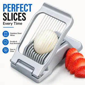 Heavy Duty Stainless Steel Egg Slicer – Perfect for Hard Boiled Eggs, Strawberries, Mushrooms, Soft Foods – Quick Even Slices, Dishwasher Safe, Kitchen Gadget tiktokshopspringglowup