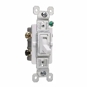 Pass & Seymour 663WG Trademaster Grounding Toggle Switch, 15A, 3-Way, White