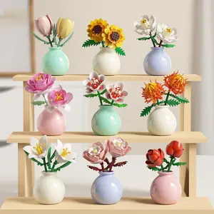 Jihui Art High M3178-3186 Lily Sunflower Rose Children Building Block Bricks Assembly Toy Vase, Educational Kids Toys, Creative Play, Stem Building Blocks