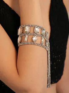 Elegant Diamond-Inlaid Square Oval Tassel Bracelet, Perfect for Daily Wear and Parties, Luxurious Forever Jewelry Accessory