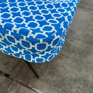 Ultimate Fashionable Outdoor Fitted Corners tablecloth Rectangular table cover with 5" Skirt - Mill Creek Hockey Blue White - 72" x 29.5"
