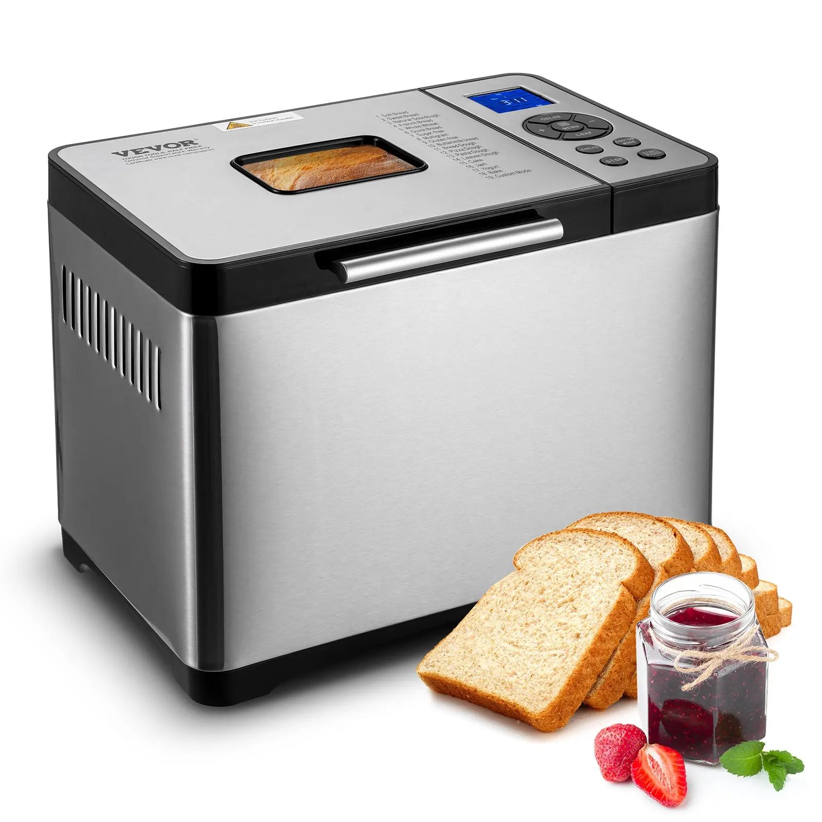 【DealsForYouDays】 VEVOR Bread Maker Machine, 19-in-1 2LB Nonstick Ceramic Pan Automatic Breadmaker, Gluten-Free Setting, Whole Wheat Dough Making, Digital Programmable, 3 Loaf Sizes, 3 Crust Colors