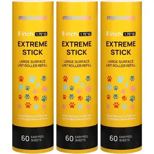 8 Inch Large Lint Roller Refills High Stickier For Pet Hair Removal 3 Pack 180 Sheets