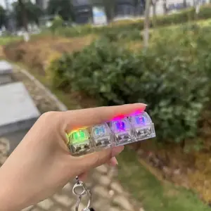 Keyboard Fidget clicker keychain ,Stress-relieving toy mechanical keyboard, crystal keycaps with LED lights,transparent design, Fidget Game pop press button real quick