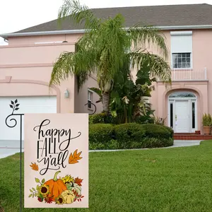 Autumn Garden Flag Double-Sided, Pumpkin Patch Outdoor Decor, Thanksgiving Seasonal Farmhouse Holiday Gift, 12x18 Inch Linen Cloth