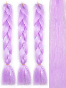 VITORISH Purple Hair Extension Soft Smooth Hair Ombre Colors Mix Braiding 3pcs Jumbo Rainbow Twist Braid 24Inch Synthetic Fiber Natural Feeling Loose Wave