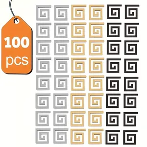100pcs, Silver/gold/black/hollow acrylic mirror wall sticker, anti shatter self-adhesive corner border sticker, Greek style decorative sticker, Ornaments, suitable for home, TV background wall decoration