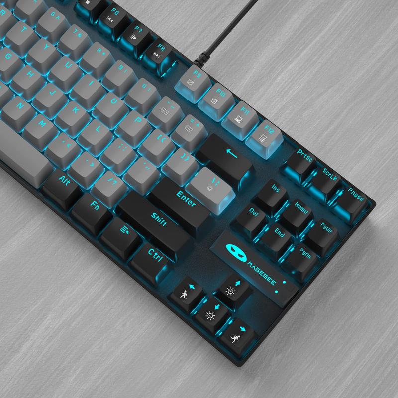 MageGee 75% Mechanical Gaming Keyboard with Brown Switch, LED White Backlit Keyboard, 87 Keys Compact TKL Wired Computer Keyboard for Windows Laptop PC Gamer