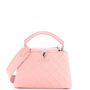 Pre-owned Louis Vuitton Leather Top Handle Bags Capucines Bag Monogram Flower Quilted Lambskin BB by Rebag