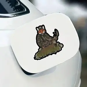Funny Fox Hunter Sticker, Deer Hunting Camo Vinyl Decal for Hunters, Outdoorsmen, Car, Truck, Cooler, Laptop, Water Bottle, Unique Hunting Gift