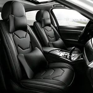 For Jeep Cherokee 2014-2023/ Compass 2018-2023/ Liberty 2002-2012/ Renegade 2015-2022/ Wrangler(4dr 5 seats) 2003-2017 Luxury Car 5 Seat Covers with Pillows & Storage Bag, Premium Leather Front Rear Full Set Seat Covers Cushion