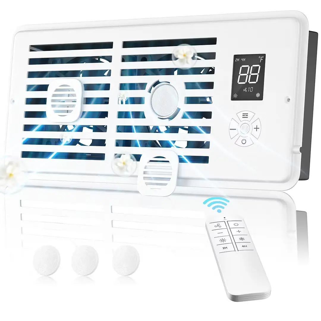 Saker Smart Register Booster Fan Fits 4" x 10" Air Vent, Ultra-Quiet HVAC Heating & Cooling Booster with Thermostat Control, 10-Speed, Remote Control & Aromatherapy Tray for Floor, Wall & Ceiling