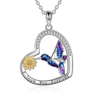 Hummingbird Necklace Sterling Silver Jewelry Hummingbird Gifts for Women