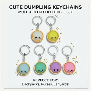 Cute Dumpling-Shaped PVC Keychain, Wear-Resistant Food-Style Charm, Portable Stress Relief Toy for Daily Carry & Holiday Gifting
