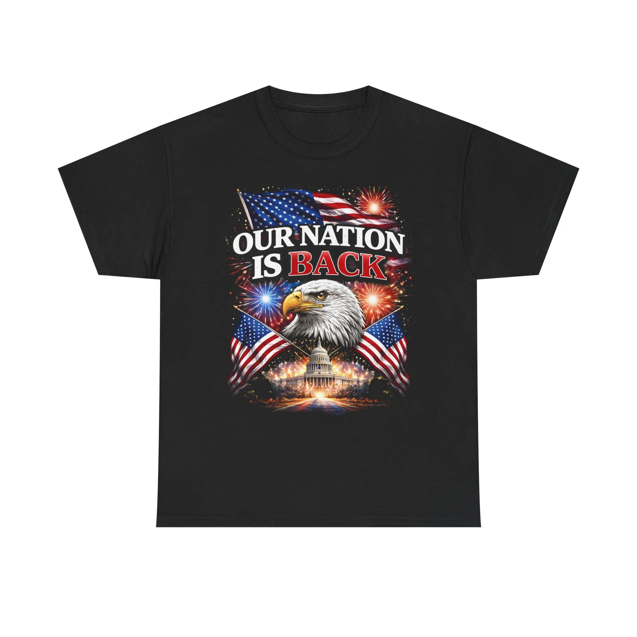Our Nation Is Back eagle flag t-shirt | patriotic tee, fireworks, bald eagle