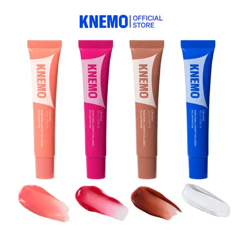 [KNEMO Official] LipLock Jelly Serum - Vegan Rose PDRN, Carrot Collagen, Peptides Blend - Mineral Oil-Free Silky Jelly Lip Treatments - Hydrate, Long-Lasting Plumping Glossy Mask - 15 mL (Peach Muse, Grape Crush, Pink Flan, Crystal Clear)