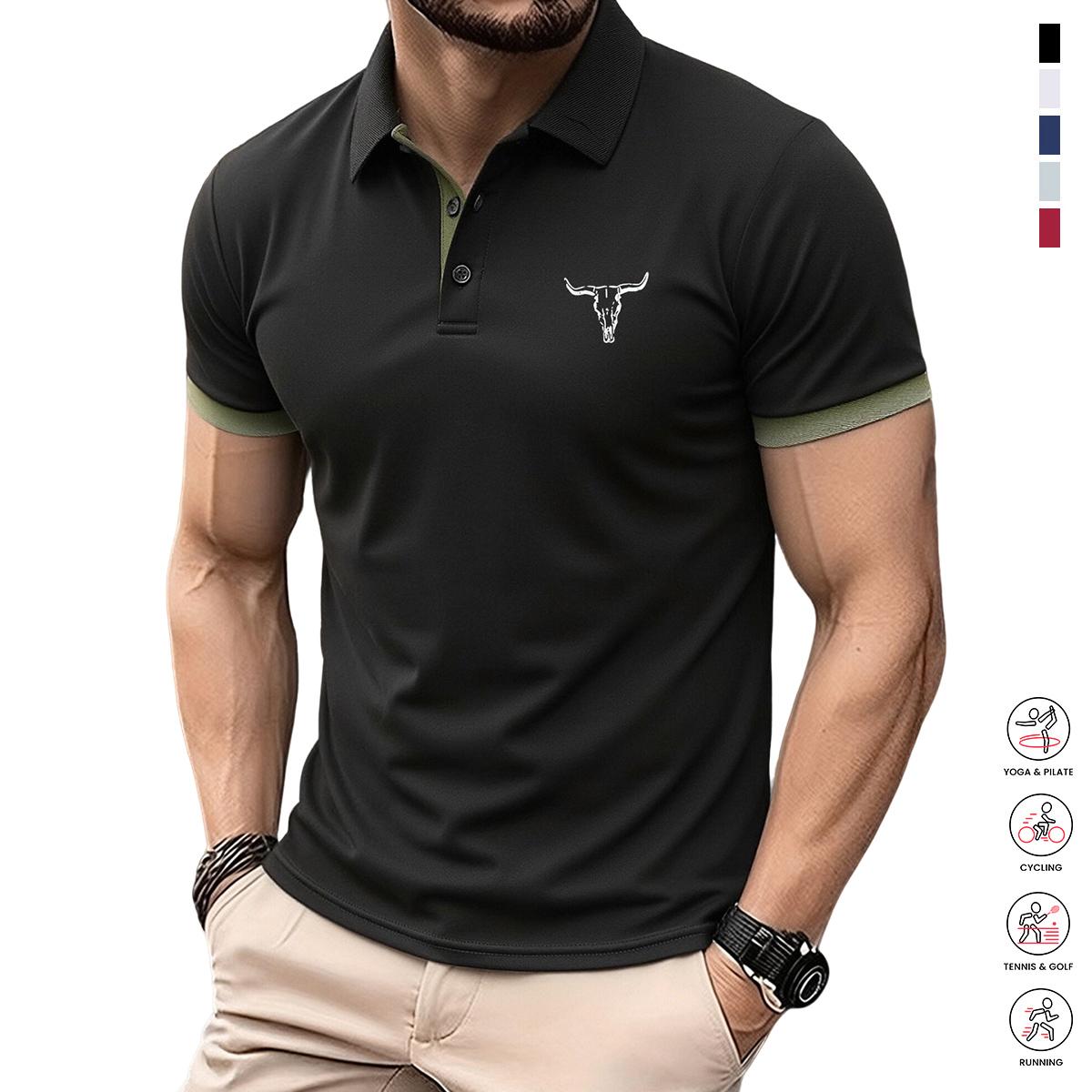 5-piece set of lightweight men’s short-sleeve polo shirts, available in various colors; suitable for everyday wear, casual outfits, and workwear.