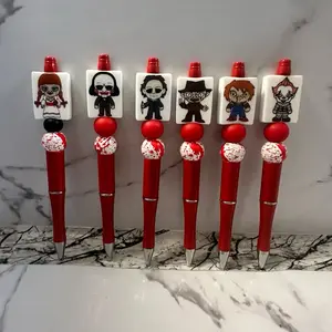 Horror Character Twisted Beaded Pens - Writing Tools for Fans of Spooky Stories